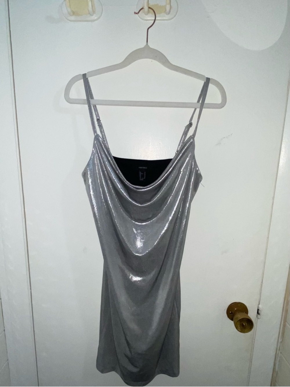 Forever 21 Shimmery Silver Cowl Neck Dress